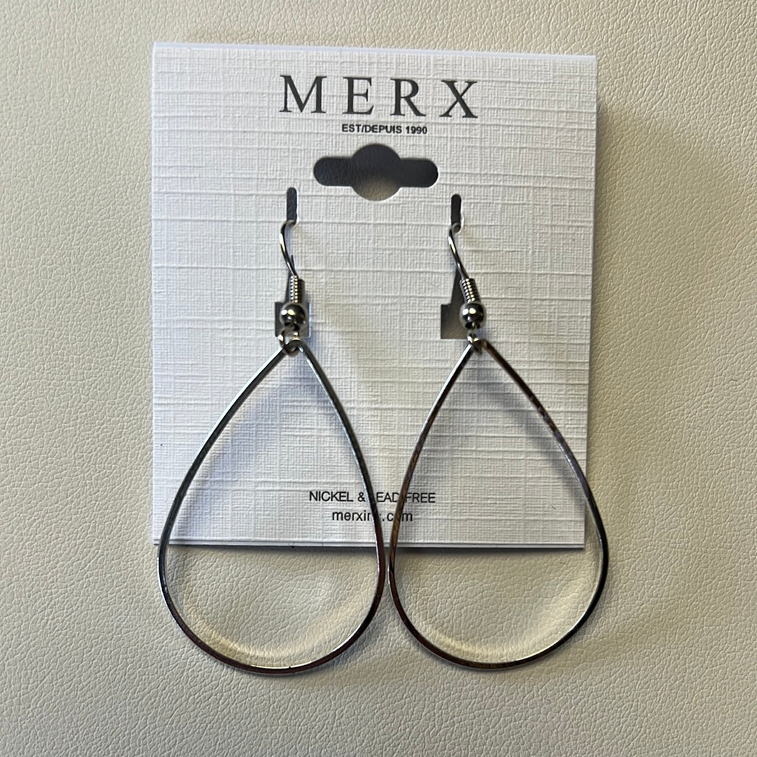 Merx Fashion Silver Teardrop Dangle Earrings