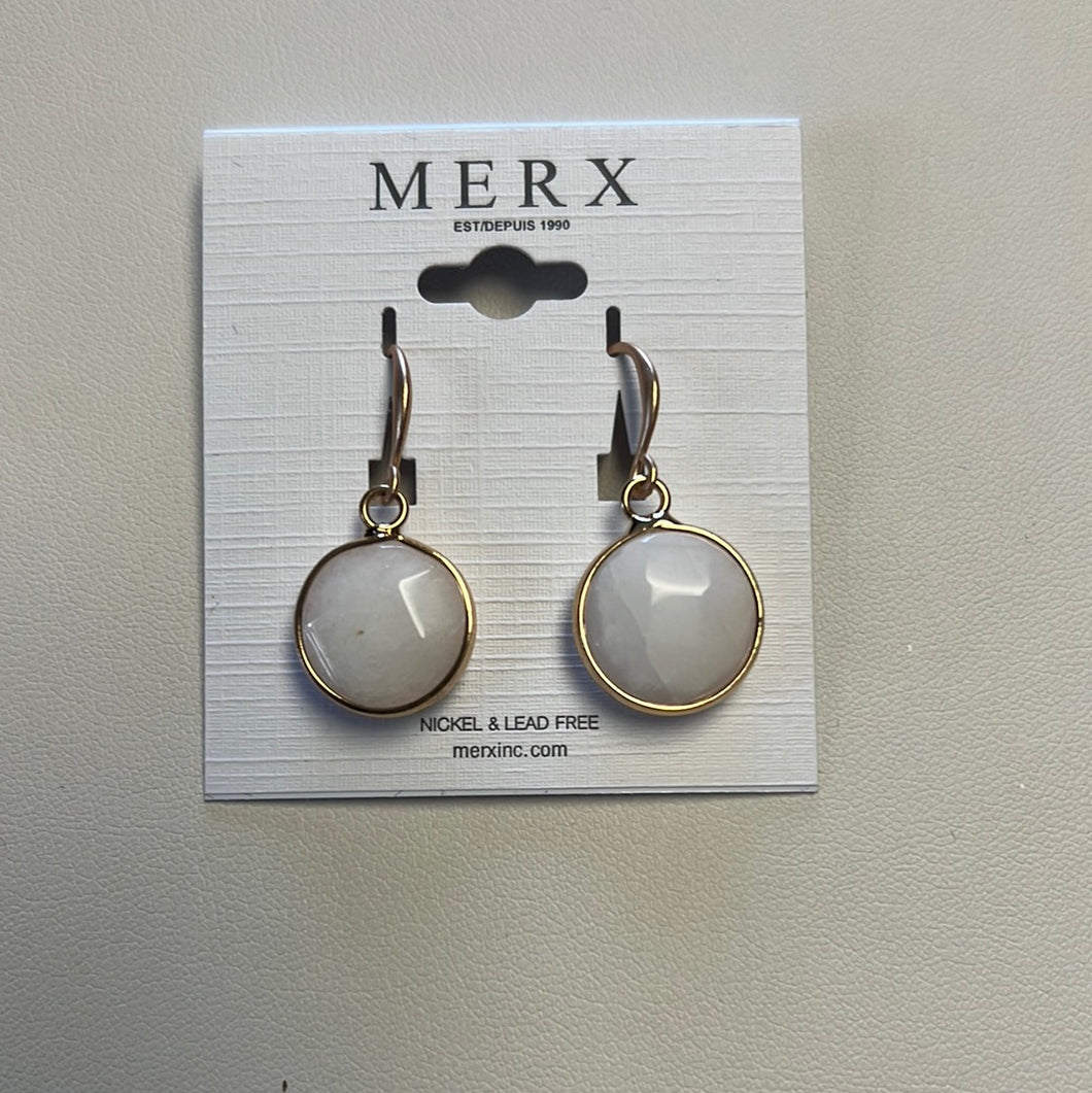 Merx Gold with White Centre Stone Dangle Earrings