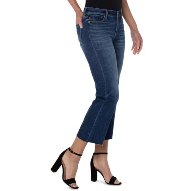 Liverpool Hannah Mid-Rise Crop Flare Jeans with Cut Hem