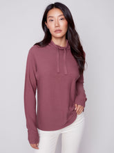 Load image into Gallery viewer, Charlie B Solid Ottoman Cotton Funnel Neck Raspberry Sweater With Pocket Detail - 100% Cotton
