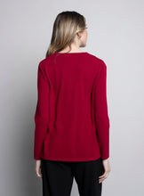 Load image into Gallery viewer, Picadilly Crew Neck Long Sleeve Top With Pockets in Celestial or Sangria
