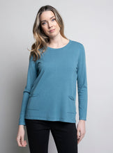 Load image into Gallery viewer, Picadilly Crew Neck Long Sleeve Top With Pockets in Celestial or Sangria
