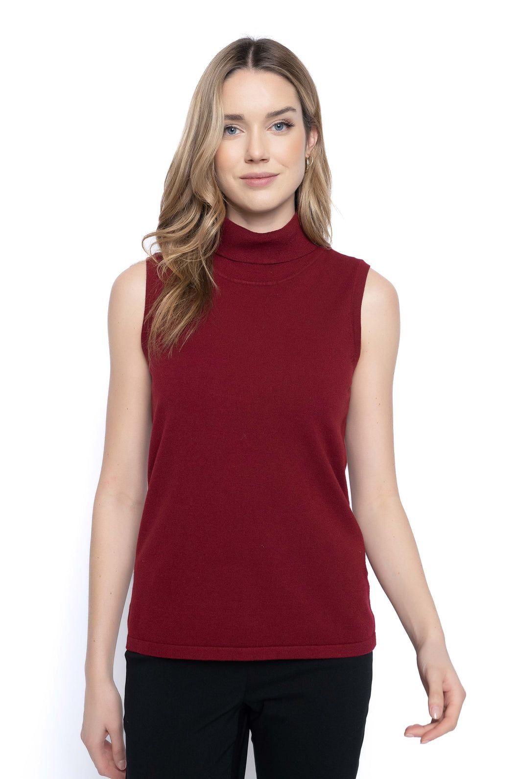 Picadilly Turtle Neck Tank in Black or Sangria