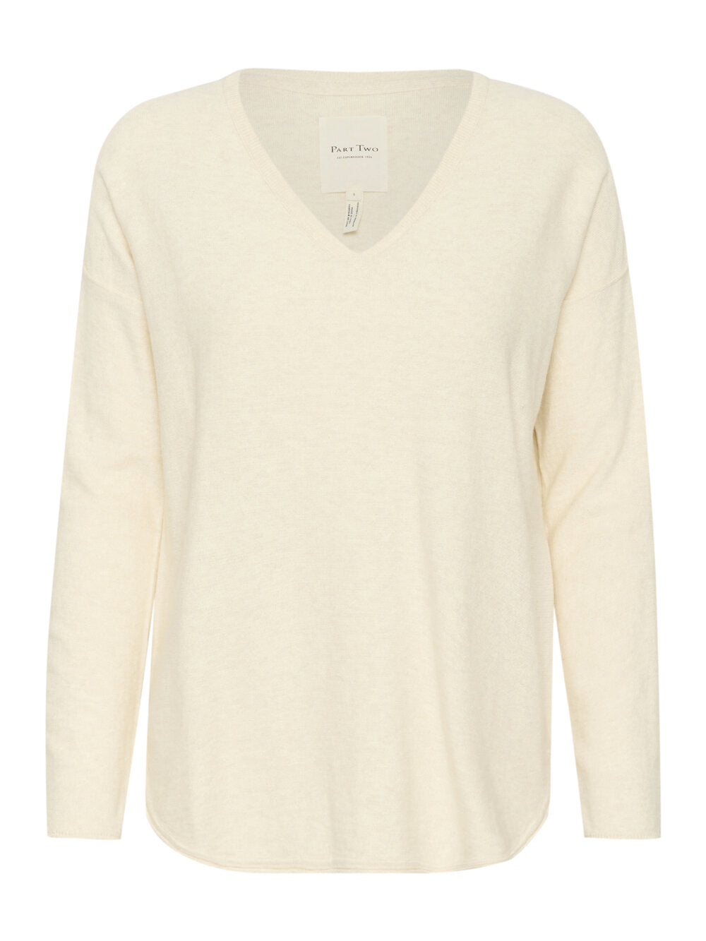 Part Two Iliviasa Long Sleeve V-Neck Cotton/Cashmere Pullover Sweater