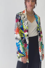 Load and play video in Gallery viewer, Joseph Ribkoff Vanilla Multi Abstract Prink Silky Knit Blazer
