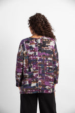 Load image into Gallery viewer, Habitat Super Damson (Purple) Multi Soft Fleece Print Top with Tie Neck
