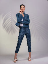 Load image into Gallery viewer, Alison Sheri Reversible Button Front Denim Jacket - One Side Solid, One Side Print
