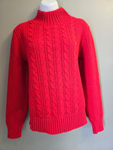 Load image into Gallery viewer, Cotton Country By Parkhurst Lauren Mock Neck Pullover Sweater in Red or Retro Blue Tweed
