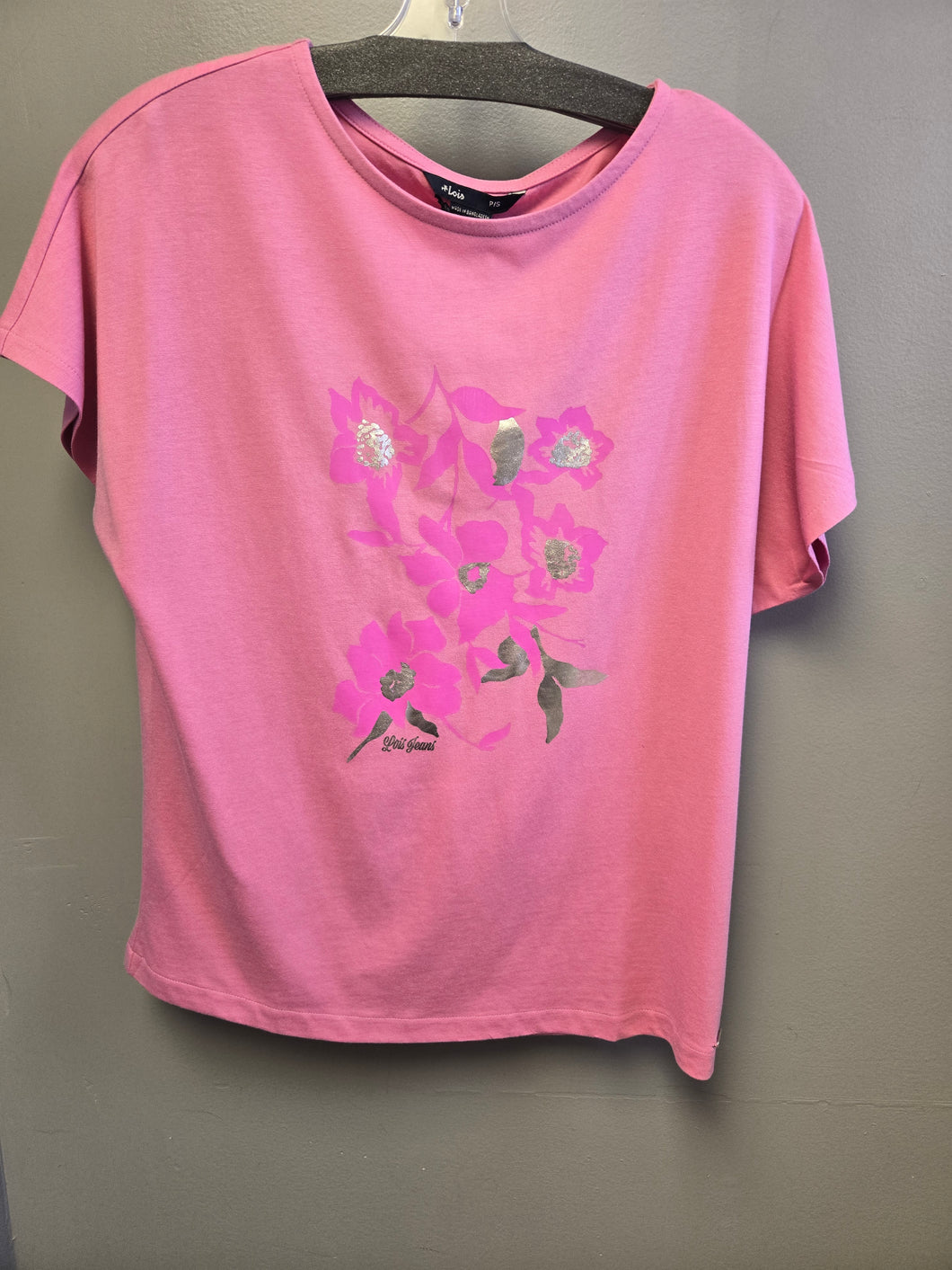 Lois Pink Cindy Dropped Shoulder T-Shirt with Print
