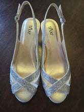 Load image into Gallery viewer, Taxi Isabelle Silver Sparkle Wedge Shoe with Open Toe
