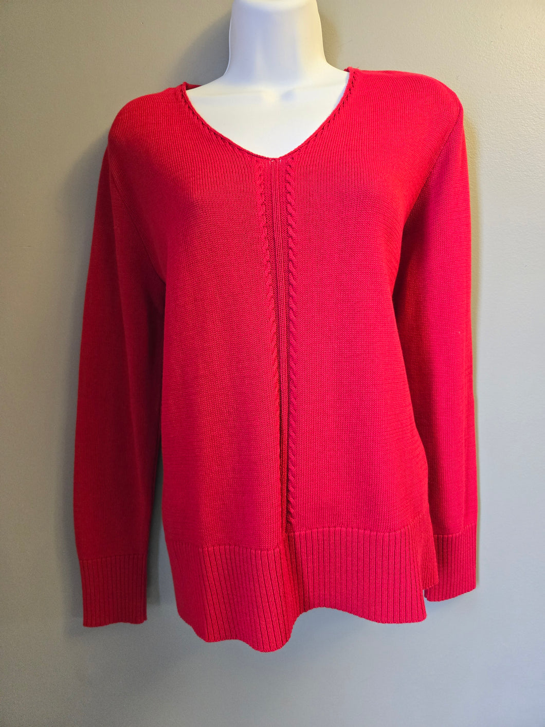 Parkhurst Ceceila Roman Red Cotton V-Neck Sweater - 100% Cotton