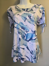 Load image into Gallery viewer, Moffi Blue Multi Print Short Sleeve Top with Silver Embellishments
