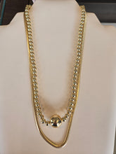 Load image into Gallery viewer, Merx Double Strand Necklace with Ball Pendant in Shiny Gold or Shiny Silver
