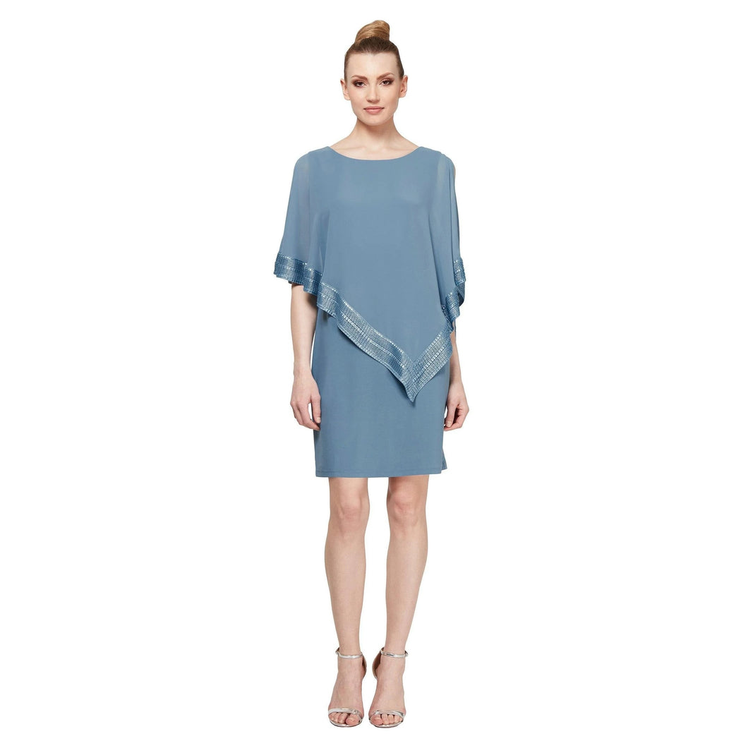 SLNY Sleeveless Shift Dress with Matching Cape