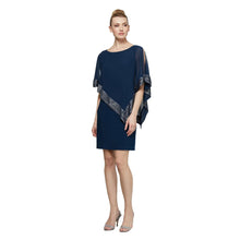 Load image into Gallery viewer, SLNY Sleeveless Shift Dress with Matching Cape
