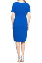 Load image into Gallery viewer, SLNY Short Sleeve Round Neck Dress with Jeweled Button Detail
