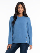 Load image into Gallery viewer, Lois Denim Blue Claudia Long Sleeve Sweater with Side Buttons
