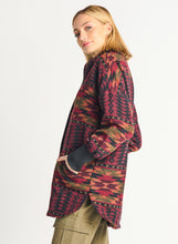Load image into Gallery viewer, Dex Afghan Burgandy Geo Print Front Zip Jacket
