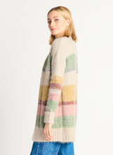 Load image into Gallery viewer, Dex Oatmeal Multi-Colour Colour Block Stripe Eyelash Long Cardigan
