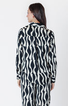 Load image into Gallery viewer, Black Tape Off White Black Wave Long Sleeve Satin Blouse
