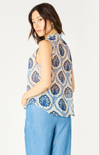 Load image into Gallery viewer, Dex Blue Medallion Sleeveless V-Neck Printed Woven Blouse
