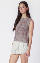 Load image into Gallery viewer, Black Tape Neutral Paisley Sleeveless Pleated Top with Cami
