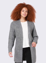 Load image into Gallery viewer, Dex Grey Melange Long Open Textured Stitch Cardigan
