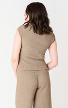 Load image into Gallery viewer, Dex Taupe Round Neck Cap Sleeve Drop Shoulder Textured Top
