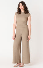 Load image into Gallery viewer, Black Tape Taupe Round Neck Cap Sleeve Drop Shoulder Textured Top
