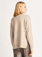 Load image into Gallery viewer, Dex Taupe Melange V-Neck Pullover Sweater with Side Slits
