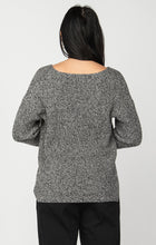 Load image into Gallery viewer, Dex Black White Melange V-Neck Long Sleeve Bevelled Hem Sweater
