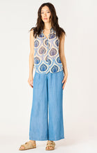 Load image into Gallery viewer, Dex Blue Medallion Sleeveless V-Neck Printed Woven Blouse
