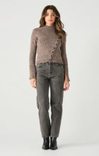 Load image into Gallery viewer, Dex Grey &amp; Black Melange Asymmetric Buttoned Sweater
