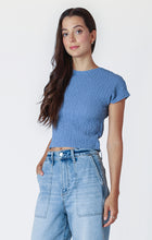 Load image into Gallery viewer, Dex Short Sleeve Round Neck Textured Tee In Cool Blue or White
