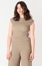 Load image into Gallery viewer, Dex Taupe Round Neck Cap Sleeve Drop Shoulder Textured Top
