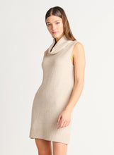 Load image into Gallery viewer, Dex Light Taupe Melange Sleeveless Turtleneck Knit Dress
