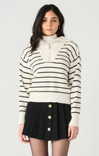 Load image into Gallery viewer, Dex Half Zip Textured Pullover Sweater in Cherry or White &amp; Black Stripe
