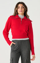 Load image into Gallery viewer, Dex Half Zip Textured Pullover Sweater in Cherry or White &amp; Black Stripe
