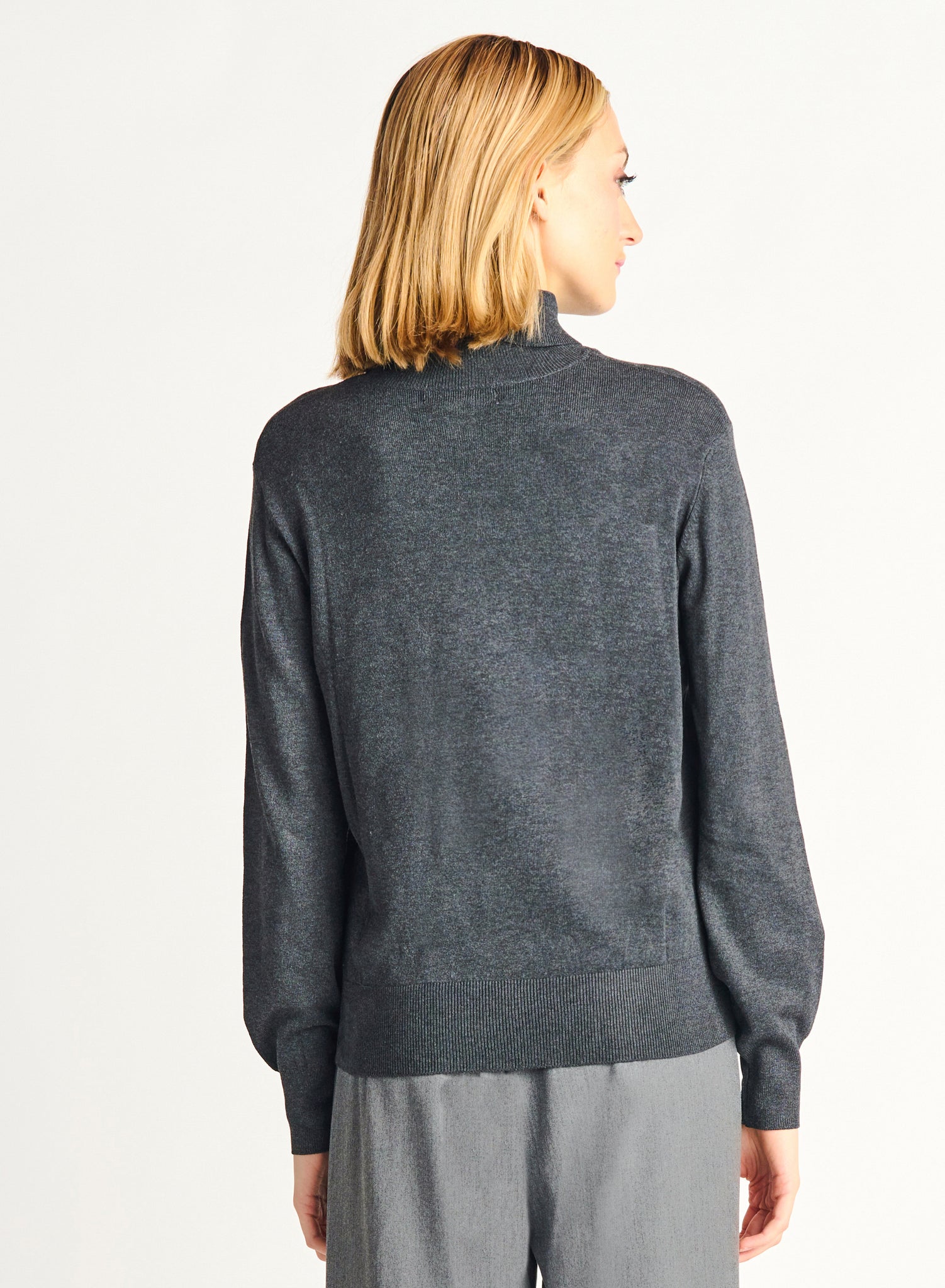 Dex Charcoal Mix Fine Knit Pullover Turtleneck Sweater