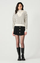 Load image into Gallery viewer, Dex Half Zip Textured Pullover Sweater in Cherry or White &amp; Black Stripe
