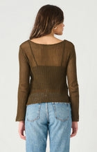 Load image into Gallery viewer, Dex Deep Olive Long Sleeve Mesh Stitch Sweater
