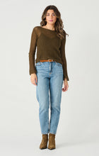 Load image into Gallery viewer, Dex Deep Olive Long Sleeve Mesh Stitch Sweater
