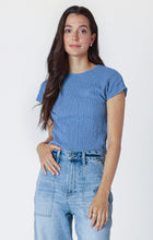 Load image into Gallery viewer, Dex Short Sleeve Round Neck Textured Tee In Cool Blue or White
