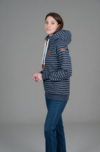 Load image into Gallery viewer, Wanakome Hera Zip Front Hoodie in Navy Stripe
