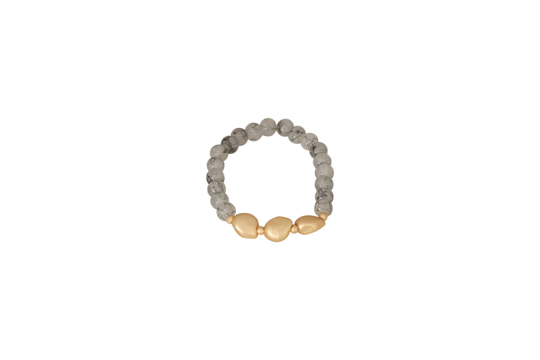 Merx Fashion Bracelet Light Grey Stone with Gold Accents