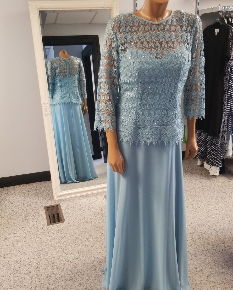 Jolene Light Blue Lace & Sequins Gown