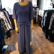 Load image into Gallery viewer, Alex Evenings Blue Violet Layer Top with Beaded Neckline Trim
