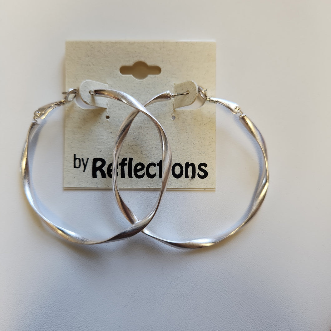 Reflections Large Silver Twisted Hoop Earrings