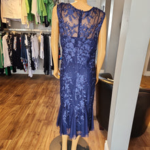 Load image into Gallery viewer, Alex Evenings Navy Mesh Floral Embroidered Sleeveless Gown
