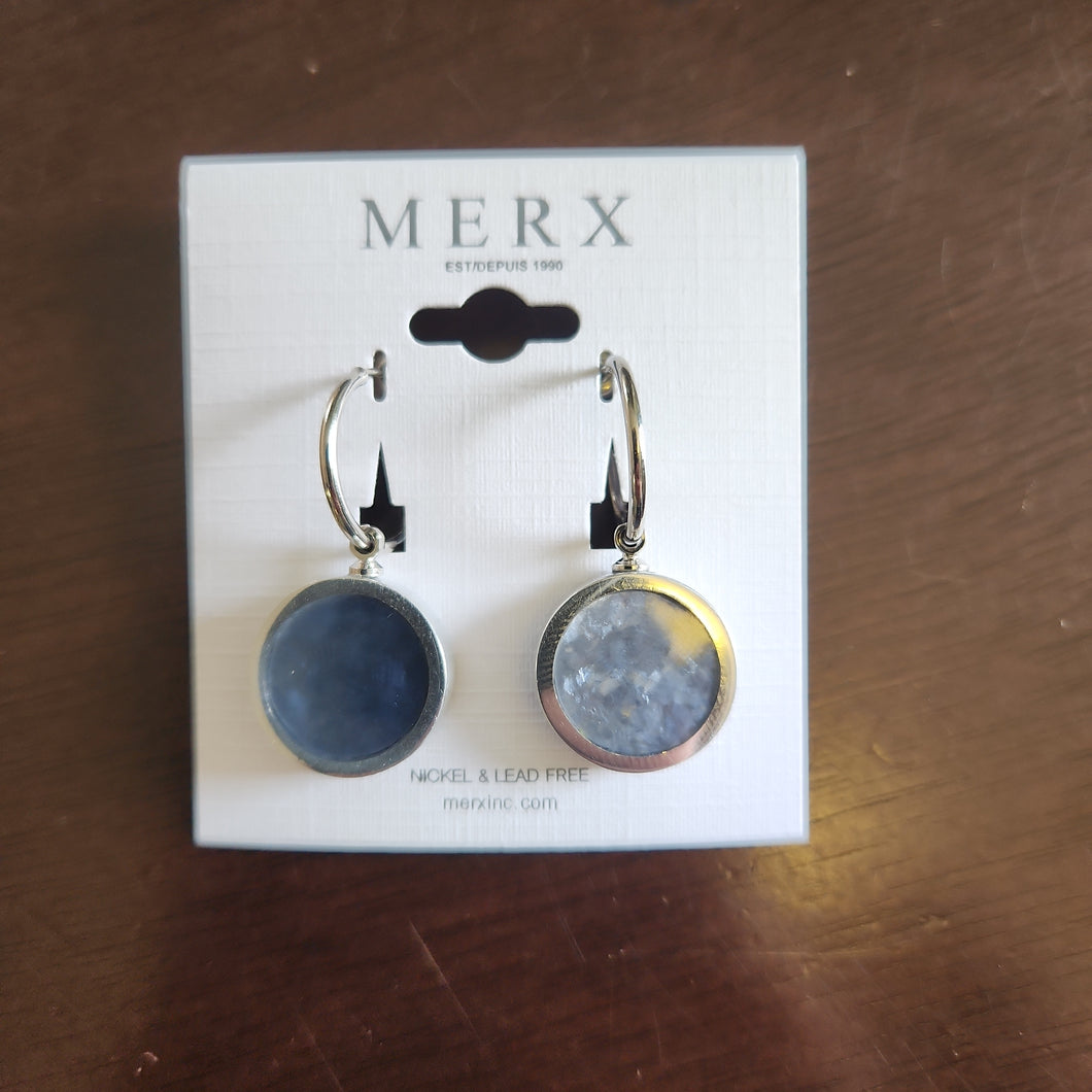 Merx Resin Star Reversible Circle Dangle Earrings in Star Sapphire or Allure